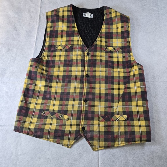 Punkrose Other - Vintage McXX FM Yellow Plaid Quilted Lined Vest USA Made Men's XL Grunge‎ Punk